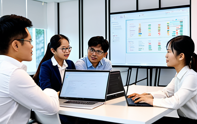 **
A diverse group of Vietnamese software developers in a modern, collaborative office space. They are fully clothed in professional attire, working on laptops and discussing AI ethics. The background includes whiteboards with diagrams and code snippets. Focus on teamwork and responsible AI development. Safe for work, appropriate content, perfect anatomy, natural proportions, family-friendly.
**